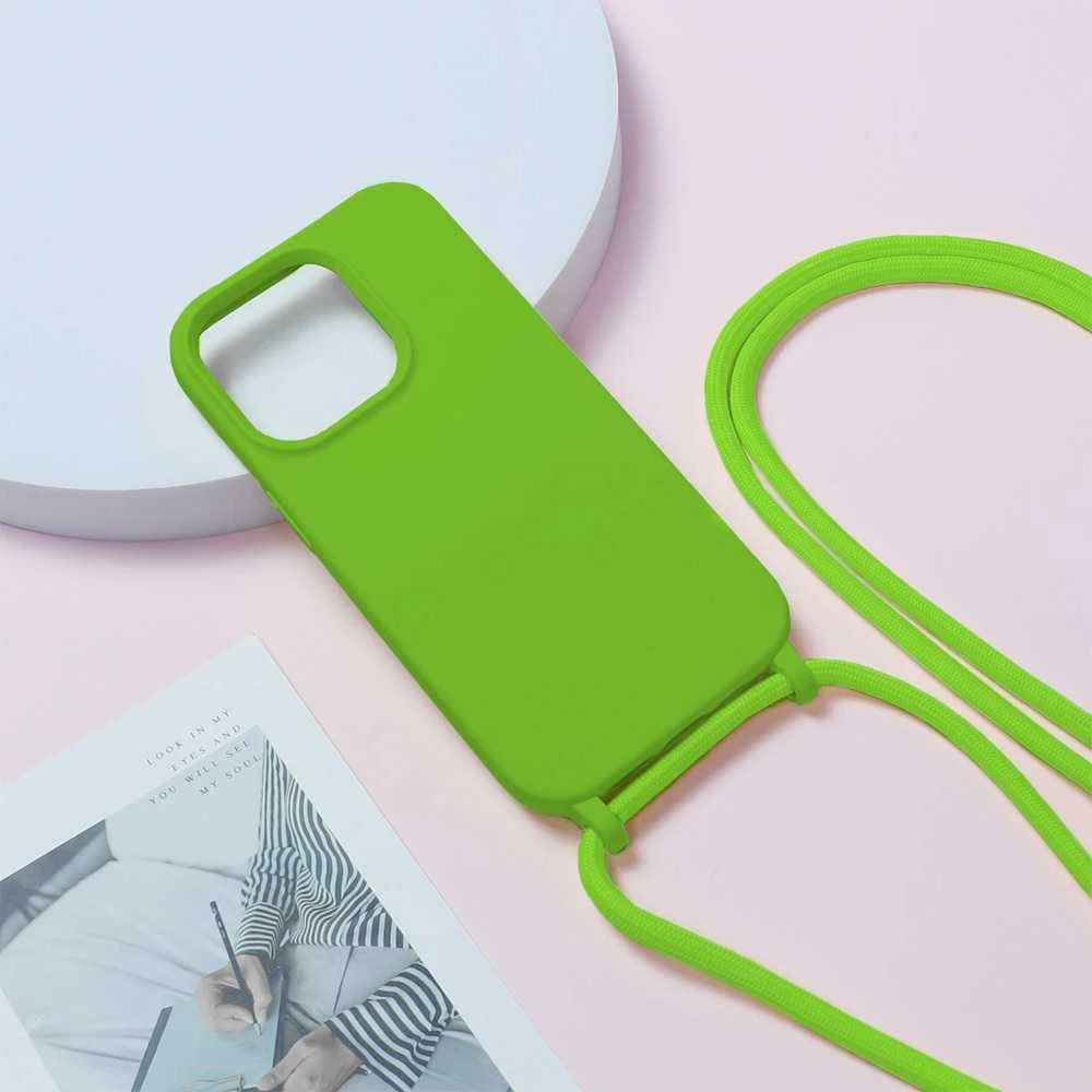 Fusion Accessories Topt Strap silikoninis dėklas skirtas Apple iPhone 15 Plus design 1 žalios spalvos