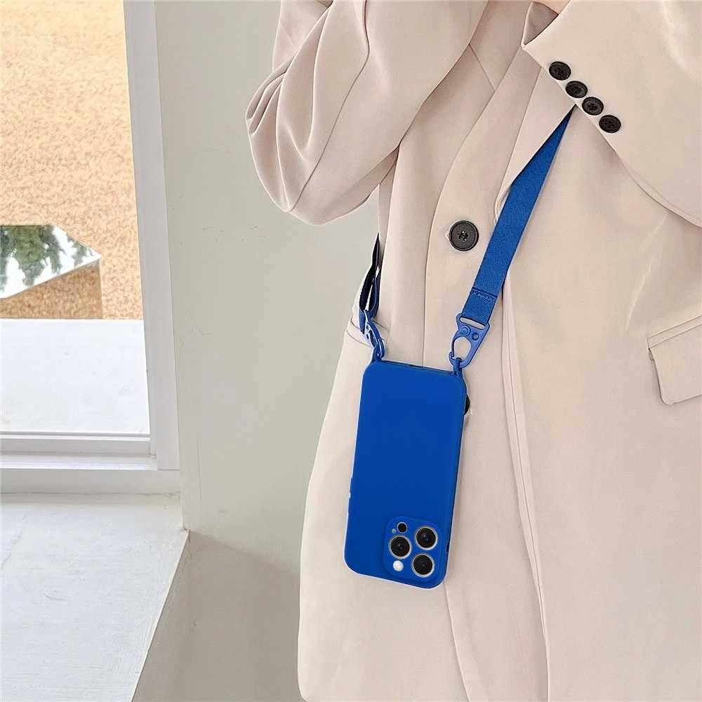 Fusion Accessories Topt Strap silikoninis dėklas skirtas Apple iPhone 13 Pro Max design 2 mėlynos spalvos