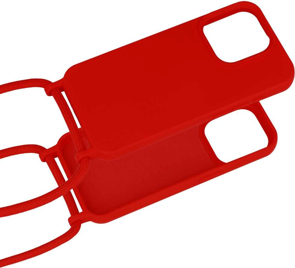 Fusion Accessories Topt Strap silikoninis dėklas skirtas Apple iPhone 15 Plus design 1 raudonos spalvos