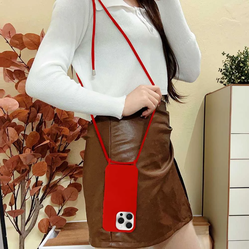 Fusion Accessories Topt Strap silikoninis dėklas skirtas Apple iPhone 15 Plus design 1 raudonos spalvos