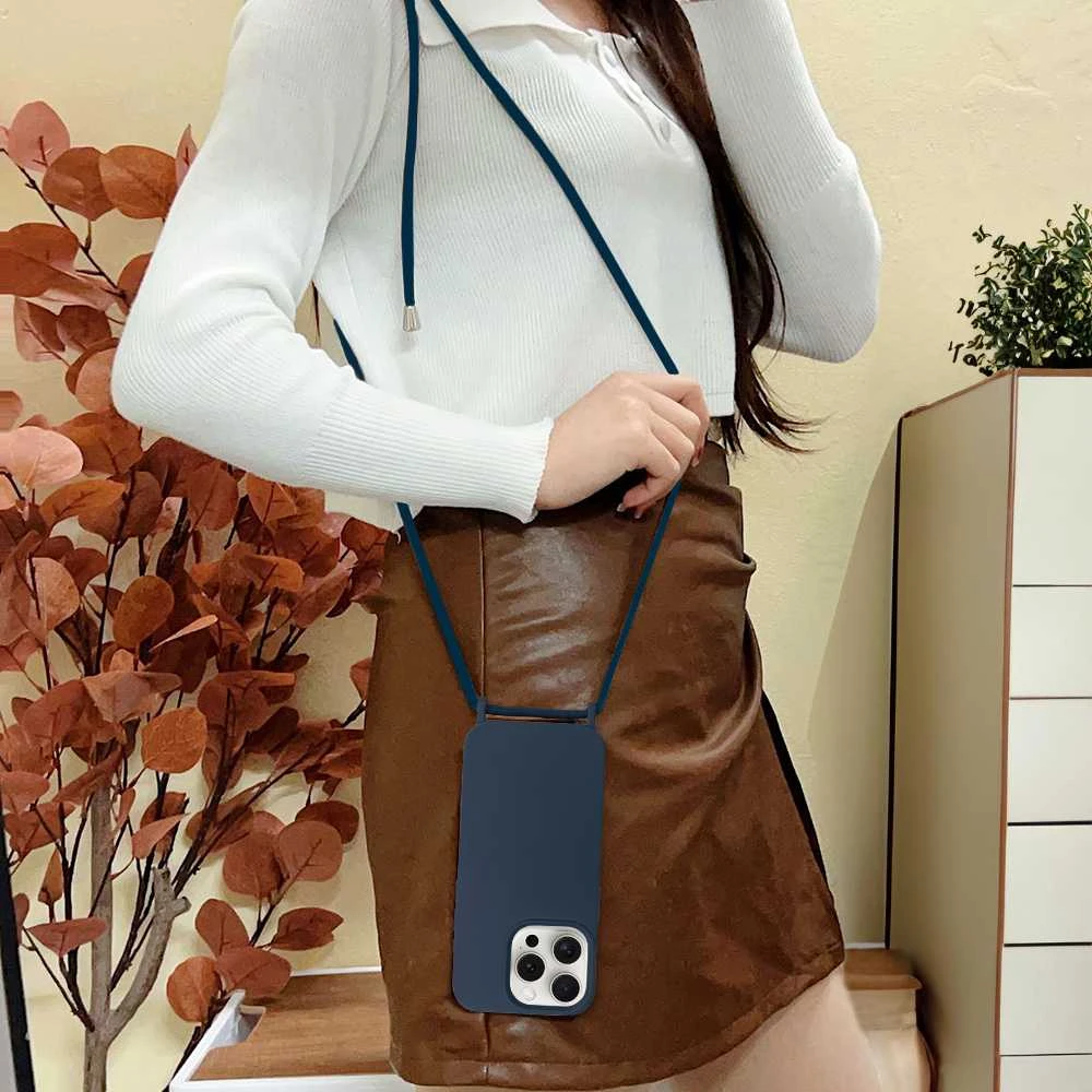 Fusion Accessories Topt Strap silikoninis dėklas skirtas Apple iPhone 15 Plus design 1 mėlynos spalvos