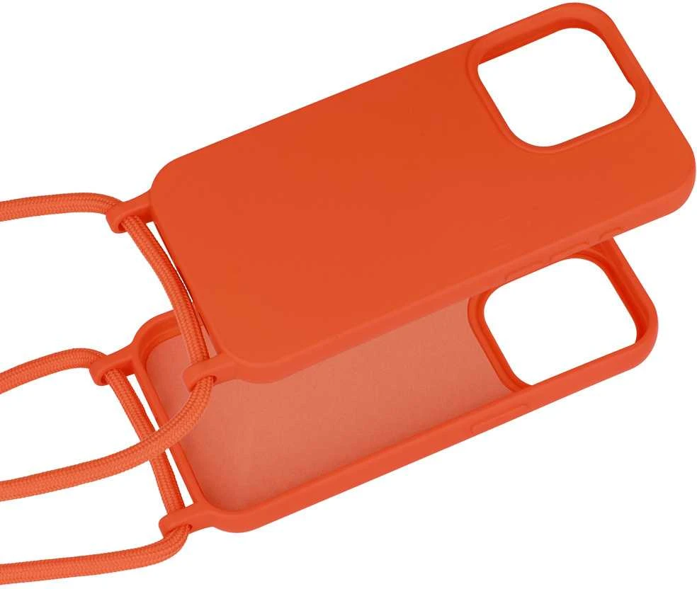 Fusion Accessories Topt Strap silikoninis dėklas skirtas Apple iPhone 13 Pro Max design 1 oranžinės spalvos