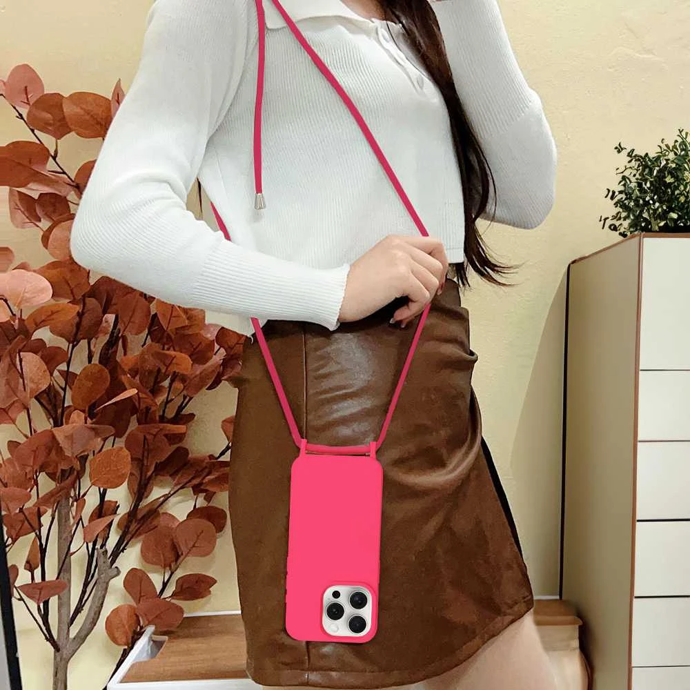 Fusion Accessories Topt Strap silikoninis dėklas skirtas Apple iPhone 15 Plus design 1 rožinės spalvos