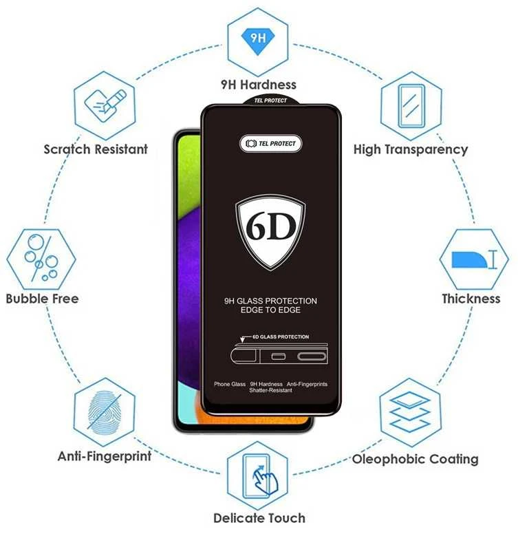 Toptel Topt Tel Protect Full Glue 6D Apsauginis stiklas skirtas Apple iPhone 17 Air juodas