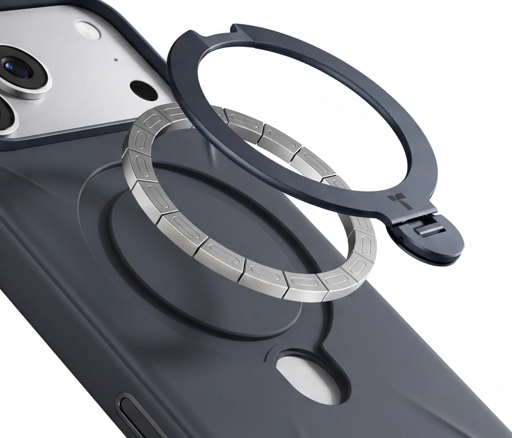 Torras Ostand Q3 silikoninis dėklas, juodas – iPhone 18 Pro