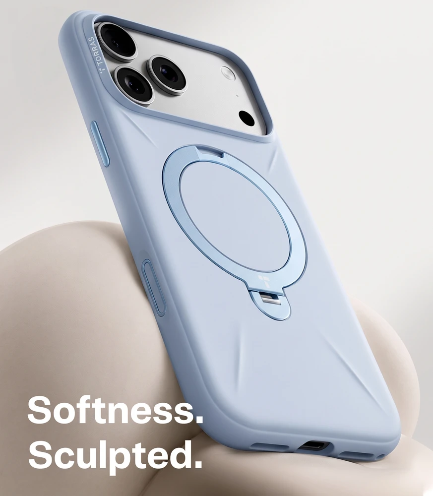 Torras Ostand Q3 silikoninis dėklas, mėlynas – iPhone 18 Pro Max