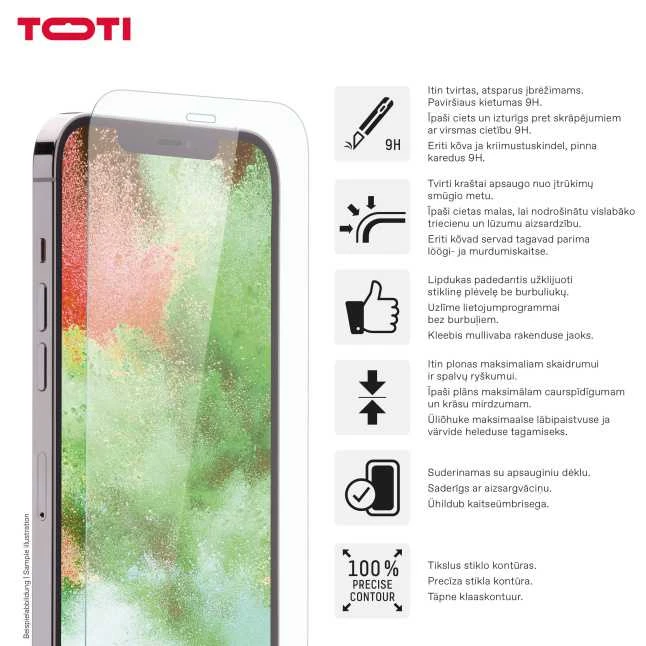 Toti TEMPERED glass 2D screen protector full cover for iPhone 16 Pro Transparent