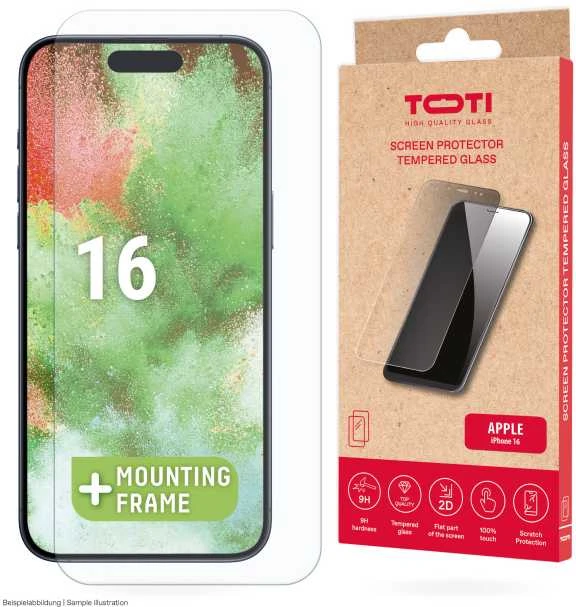 Toti TEMPERED glass 2D screen protector full cover for iPhone 16/15 Pro/15 Transparent