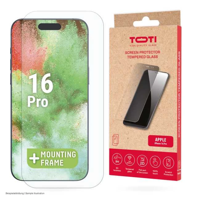 Toti TEMPERED glass 2D screen protector full cover for iPhone 16 Pro Transparent