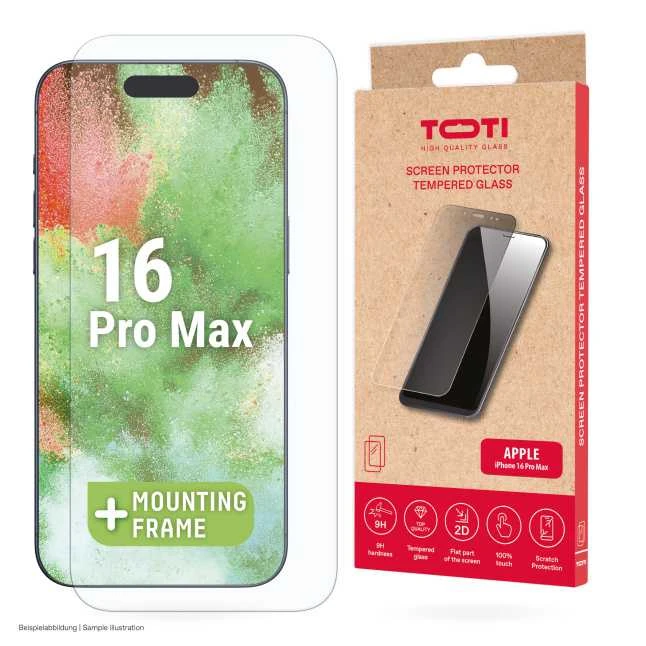 Toti TEMPERED glass 2D screen protector full cover for iPhone 16 Pro Max Transparent
