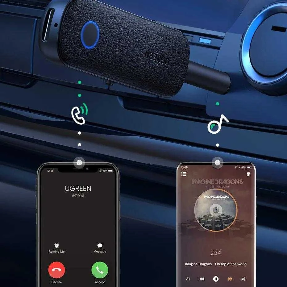 Siųstuvas / imtuvas AUX UGREEN CM403, Bluetooth 5.0 (juodas)