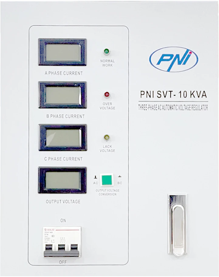 Trifazis įtampos stabilizatorius PNI SVT-10K su servovarikliu, 10KVA, 380V išėjimas