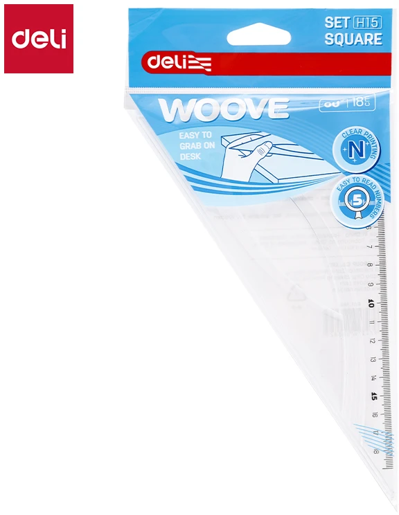 Trikampis DELI Woove 60°/18cm, skaidrus