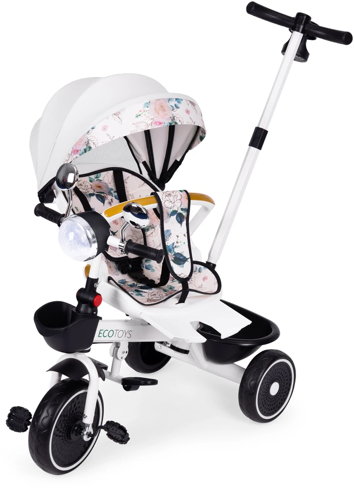 Kūdikių triratukas vežimėlis su pasukama sėdyne, stumiančia stogelį ECOTOYS