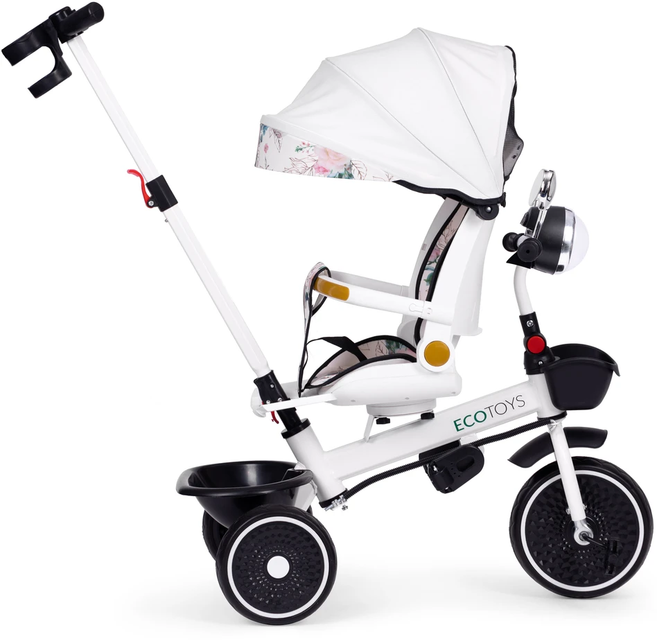 Kūdikių triratukas vežimėlis su pasukama sėdyne, stumiančia stogelį ECOTOYS