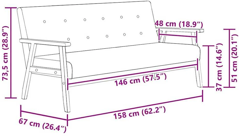 Trivietė sofa, juodos spalvos, dirbtinė oda
