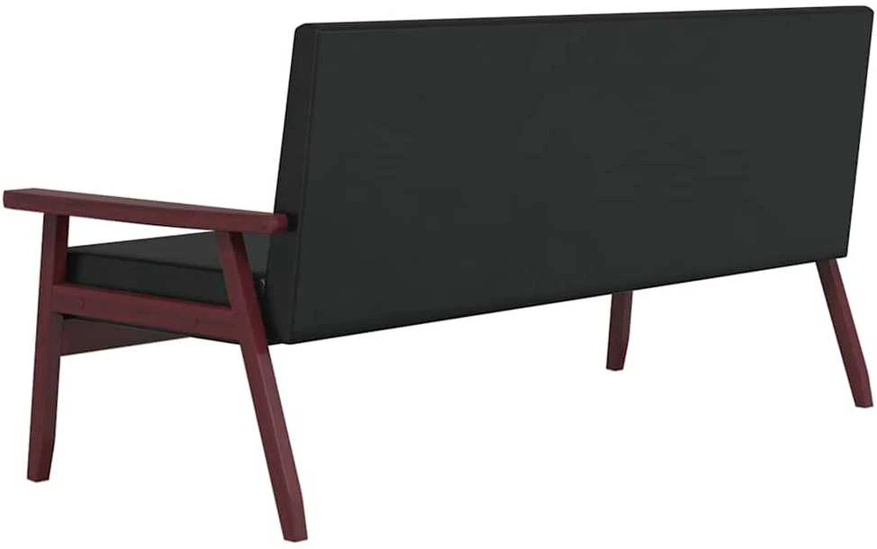 Trivietė sofa, juodos spalvos, dirbtinė oda