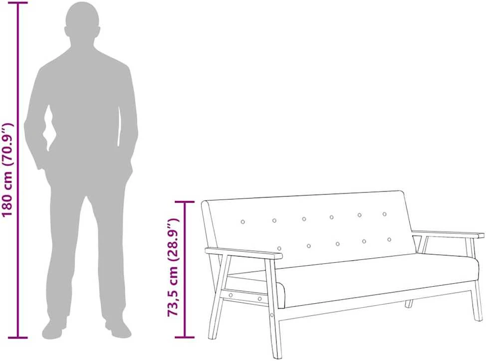 Trivietė sofa, juodos spalvos, dirbtinė oda