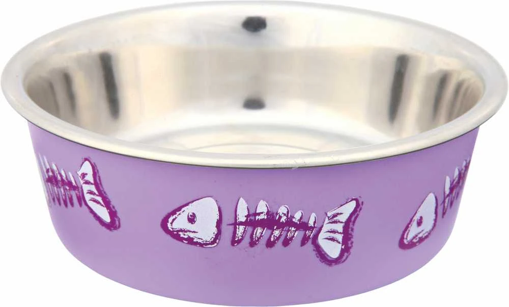 TRIXIE gyvūnų augintinių dubenėlis, nerūdijančio plieno, dengtas plastiku, su žuvies aplikacija, 0,25 l/ø 12 cm