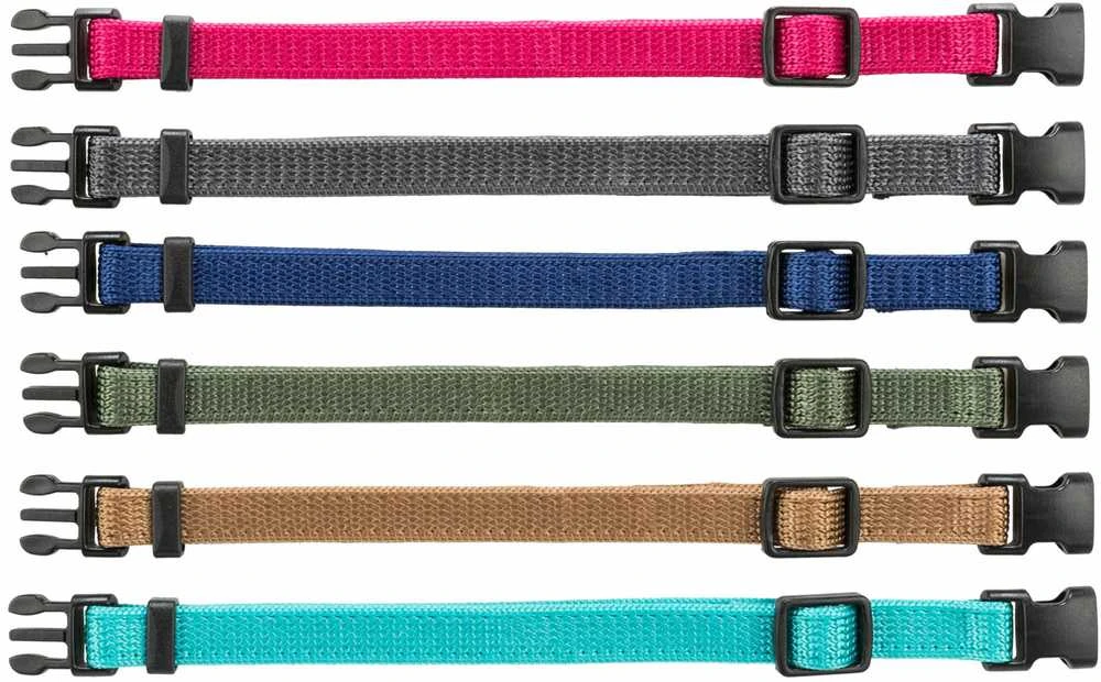 Trixie Junior Antkaklių kompl., M–L 22–35 cm/10 mm, 6 vnt. fuksija, grafito, ind (pak.4)