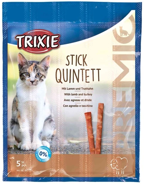 TRIXIE PREMIO Stick Quintett, salmon-trout, skanėstas katėms 5x5 g