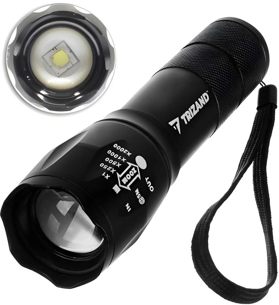Trizand T6 Taktinis LED žibintuvėlis įkraunamas USB