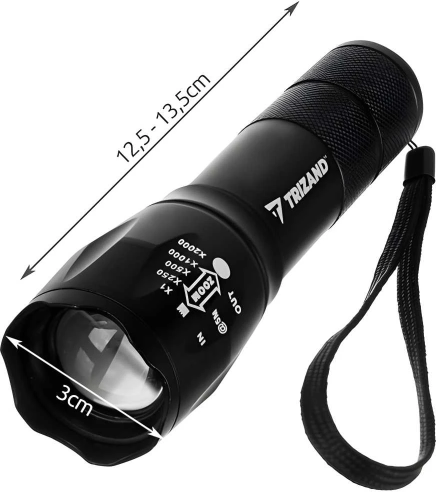 Trizand T6 Taktinis LED žibintuvėlis įkraunamas USB