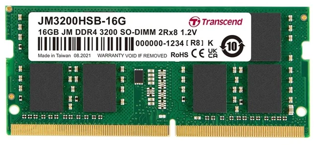 RAM TRANSCEND 16GB JM DDR4 3200MHz SO-DIMM 2Rx8 1Gx8 CL22 1.2V