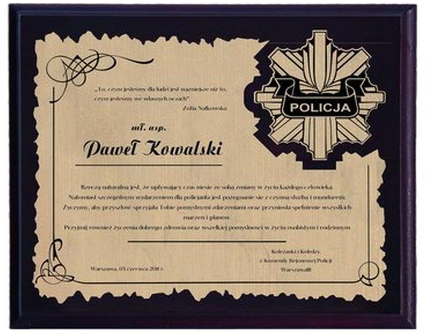 Tryumf Plastikinis diplomas su graviruotu laminatu HG153/G