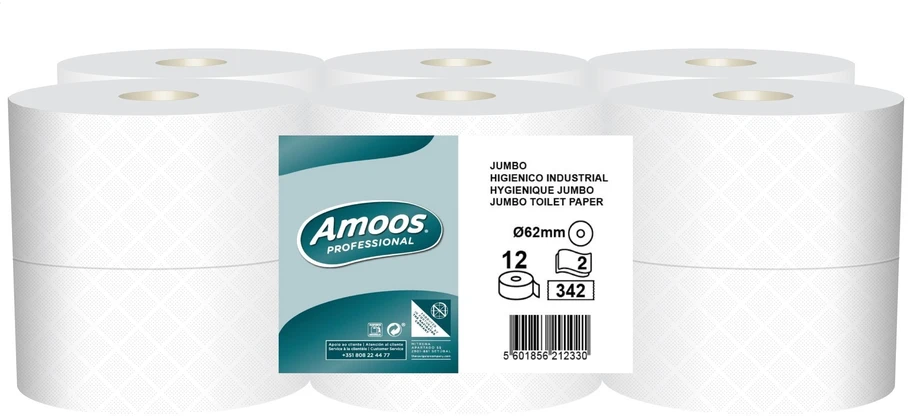Tualetinis popierius AMOOS Professional, 2 sluoksnių, 342 lapeliai, 62 m, 1 vnt.