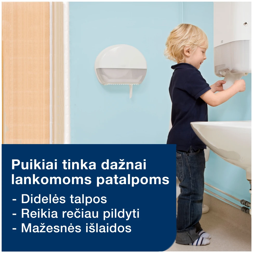 Nezatříděno Tualetinis popierius Tork Advanced Jumbo T1, 120272, 2 sluoksniai, 360m, 1800 lapelių, baltos spalvos, 1vnt