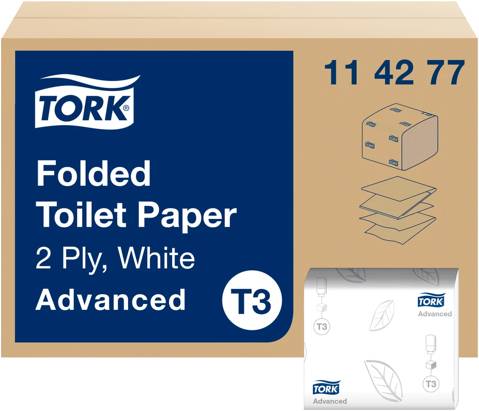 Tualetinis popierius Tork Advanced T3, 114277, 2 sluoksniai, 252 lapelių, baltos spalvos, 1vnt