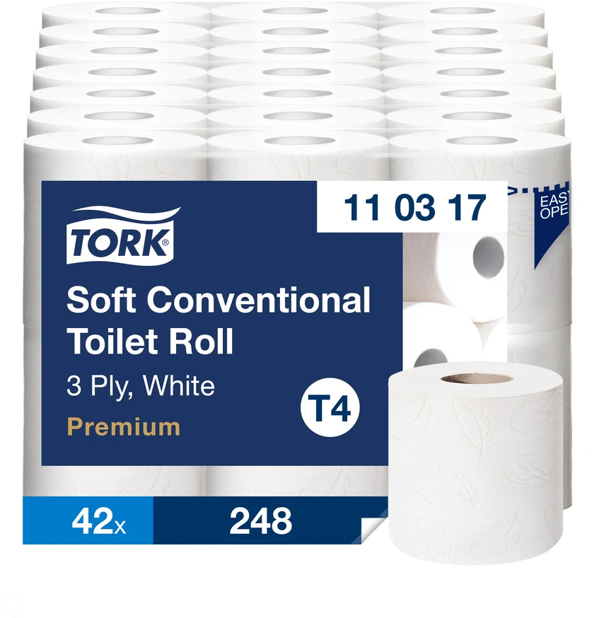 Tualetinis popierius Tork Premium Soft T4 (110317), baltas, 3 sluoksnių, 35 m, 248 lapeliai, 6 rulonai