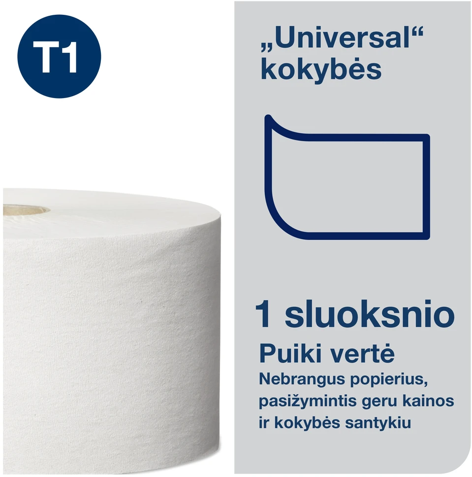 Tualetinis popierius Tork Universal Jumbo T1 (120160), pilkos spalvos, 1 sluoksnis, 480 m, 2400 lapelių