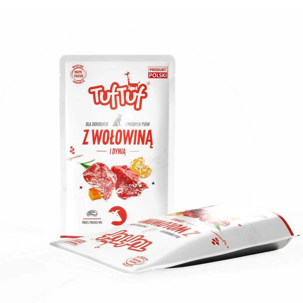 TufTuf Šunų Maistas - TUF TUF Smulkinta Jautiena su Moliūgu 100g Be Glitimo