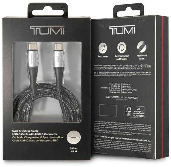 TUMI TUCCSUSBC USB-C į USB-C cable 1.5m Fast Charging juodos spalvos
