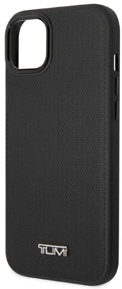 Tumi TUHMP14SRBAK Apple iPhone 14 / 15 / 13 6.1″ juodos spalvos kietas dėklas Leather Balistic Pattern MagSafe