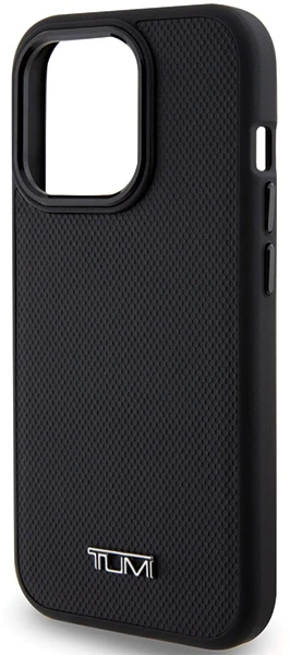 Tumi TUHMP15LRBAK Apple iPhone 15 Pro 6.1″ juodos spalvos kietas dėklas with Leather Ballistic Pattern and MagSafe