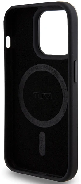 Tumi TUHMP15LRBAK Apple iPhone 15 Pro 6.1″ juodos spalvos kietas dėklas with Leather Ballistic Pattern and MagSafe