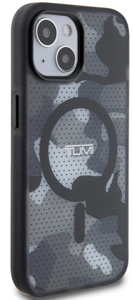 Tumi TUHMP15STCAMK Apple iPhone 15 / 14 / 13 6.1″ juodos spalvos kietas dėklas with Frosted Camo Print and MagSafe