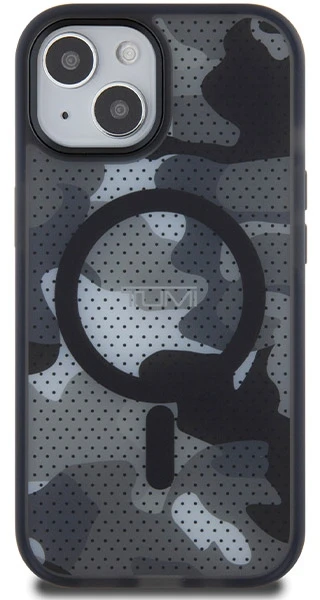 Tumi TUHMP15STCAMK Apple iPhone 15 / 14 / 13 6.1″ juodos spalvos kietas dėklas with Frosted Camo Print and MagSafe