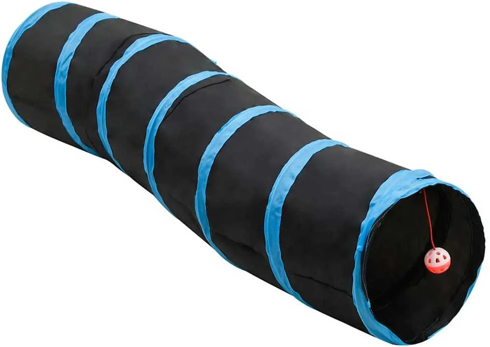 Tunelis katėms, juodas ir mėlynas, 122cm, poliesteris, S formos