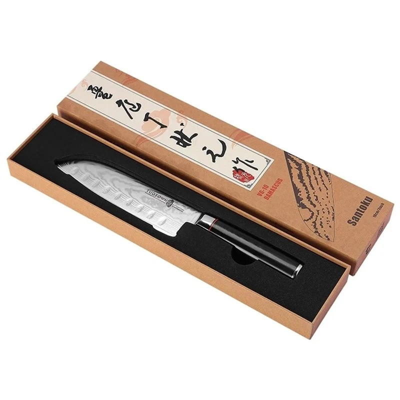 Tuotown Damasko plieno Santoku peilis, 18 cm