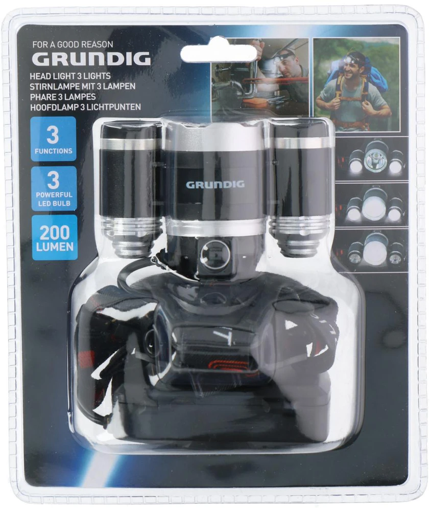 TURISTINIS PROŽEKTORIUS ANT GALVOS DELUXE 1 LED IR 2 COB GRUNDIG 140223