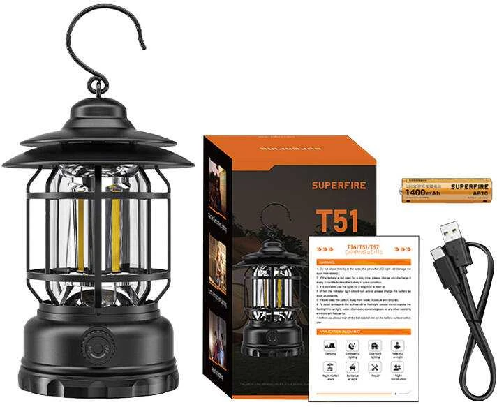 Turistinis žibintas Superfire T51, USB-C