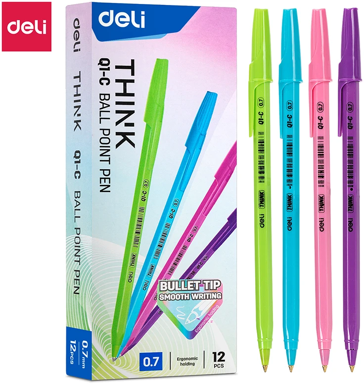 Tušinukas DELI Think 0.7 mm mėlynas rašalas, pastelinių spalvų