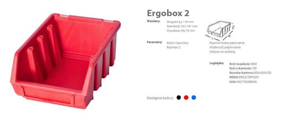 PATROL ERGOBOX 2 Raudonas, 116 x 161 x 75mm