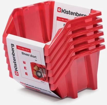 Prosperplast KISTENBERG BINEER SHORT dėžutės 22, 6 vnt. RAUDONOS 214x198x133mm