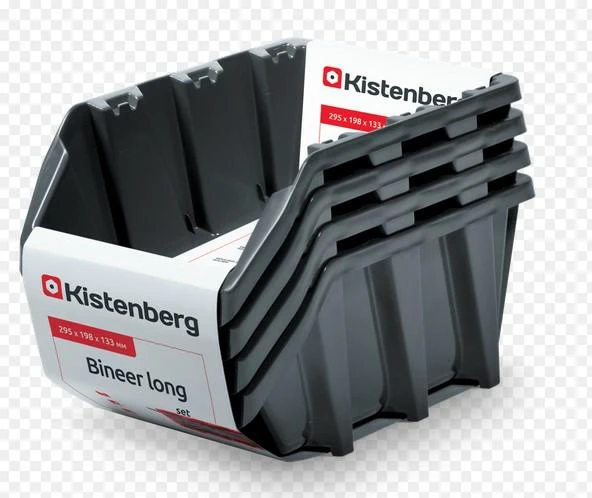Prosperplast KISTENBERG DĖŽUTĖS 30 BINEER LONG 4vnt. JUODOS 295x198x133mm