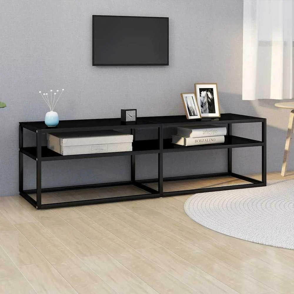 TV staliukas Televizoriaus spintelė, juoda, 140x40x40,5cm, grūdintas stiklas